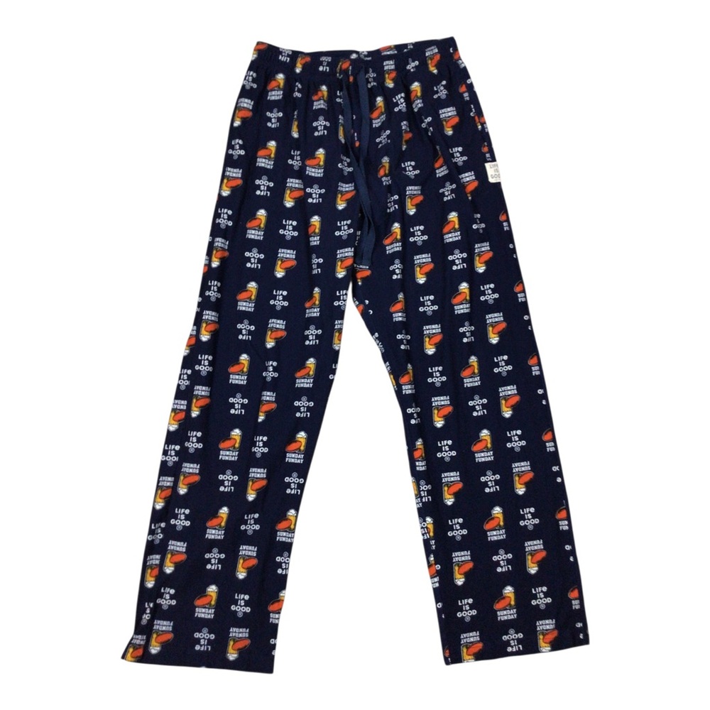 Life Is Good Navy Blue Graphic Lounge Pants Large Pockets Drawstring Waist